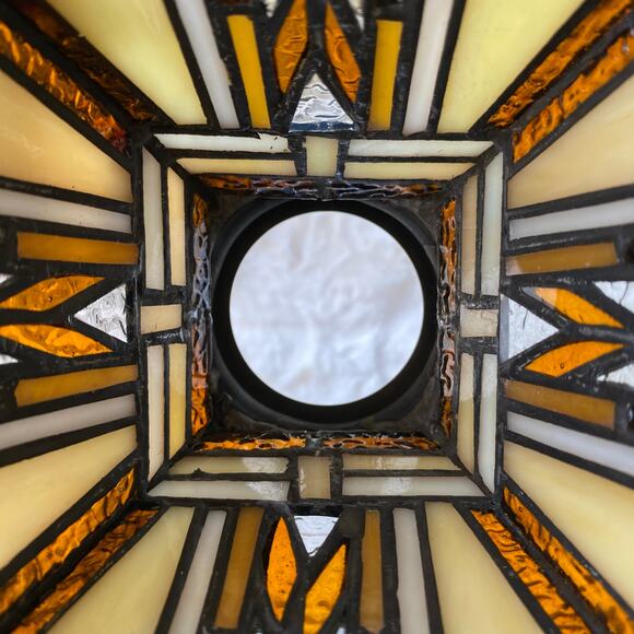 Tiffany Style Stained Glass Pendant Lamp Shades Set of 4 Square Iridescent 5" - Picture 9 of 16